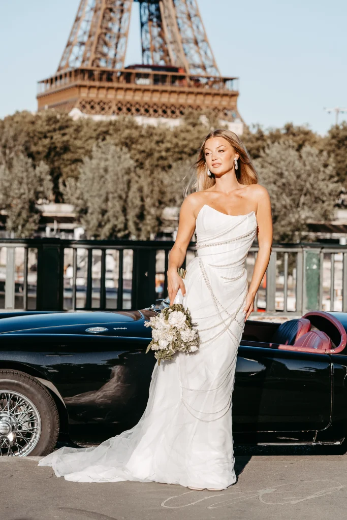 Brautfoto vor dem Pariser Eiffelturm